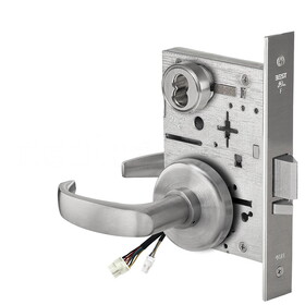 BEST 45HW7DEU14H626RQE Fail Secure, 24V, Electrified Mortise Lock, 14 Lever, H Rose, Request to Exit, Satin Chrome