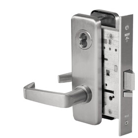 BEST 45HW7DEU15J626RQE Fail Secure, 24V, Electrified Mortise Lock, 15 Lever, J Escutcheon, Request to Exit, Satin Chrome