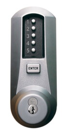 Kaba 5021BWK-26D-41 Cylindrical Combination Knob Lock,2-3/4" Backset,1/2" Throw Latch,6/7-Pin SFIC Prep,Less Core,Satin Chrome