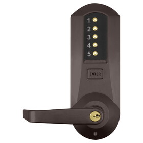 Kaba 5031XSWL-744-41 Cylindrical Combination Lever Lock,Interior Combination Change,DODSchlage C Keyway,Dark Bronze with Brass Accents