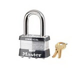 Master Lock Company 5KA A112 2 In. Wide Laminated Steel Body, 1 In. Tall 3/8 In. Diameter Hardened Boron Alloy Shackle, 4 Pin Cylinder Keyed Alike