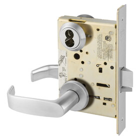 Sargent 70-8204 LNL 26D Storeroom or Closet Mortise Lock, LN Rose, L Lever, SFIC Prep Less Core, Satin Chrome