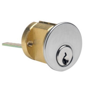 Kaba Ilco 7075SE10-26D-KD Rim Cylinder with Screw Cap, 5-Pin, Schlage E Keyway, Keyed Different, Satin Chrome