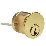 Kaba Ilco 7076YA10-04-KA 032348 Rim Cylinder with Screw Cap, 6-Pin, Yale 8 Keyway, Keyed Alike 032348, Satin Brass