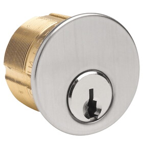 Kaba Ilco 7185SC2-26D-KD 1-1/8" Mortise Cylinder, 5-Pin, Drilled 6, Schlage C Keyway, Adams Rite (863A) Cam, Keyed Different, Satin Chrome