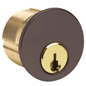 Kaba Ilco 7205SC1-46-KA2 1-1/4" Mortise Cylinder, 5-Pin, Drilled 7, Schlage C Keyway, Standard (863G) Cam, Keyed Alike in Pairs, Dark Brown Aluminum