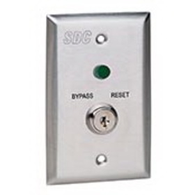 SDC 728L3 Key Switch, 2 Keys, Single Gang, Reset/ Manual Power Up/ Sustained Bypass, LED Status Indicator, Satin Stainless Steel