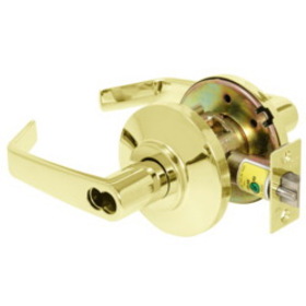 BEST 7KC37AB15DS3605 Grade 2 Entry Cylindrical Lock, 15 Lever, SFIC Less Core, Bright Brass Finish, Non-handed