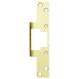 HES 805 605 Faceplate Only, 8000/8300 Series, 9" x 1-3/8", Flat with Radius Corners, Bright Brass