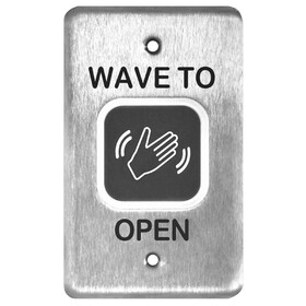 LCN 8310-810S Heavy Duty Touchless Actuator, Single Gang, Text & Wave Icon, Satin Stainless Steel Finish