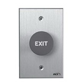 RCI 918-RE-TD 28 Tamper Resistant Exit Button, Red, EXIT Text, Time Delay, Brushed Aluminum