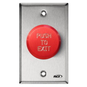 RCI 991-REPTD 32D 991 Series Pneumatic Time Delay Pushbutton, Red Button, 2 to 45 Second Delay, "Push to Exit", Brushed Stainless Steel Finish