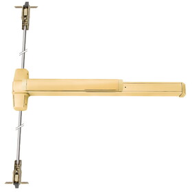 Von Duprin 9947EO 3 US3 Grade 1 Concealed Vertical Rod Exit Bar,Wide Stile Pushpad,36" Device,80" to 100" Door Height,Exit Only,Bright Brass Finish