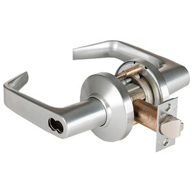 BEST 9K37R15CS3626 Grade 1 Classroom Cylindrical Lock, 15 Lever, C Rose, SFIC Less Core, Satin Chrome Finish, 4-7/8" ANSI Strike, Non-handed