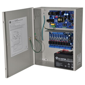 Altronix AL1012ULACMCB Power Supply/Access Power Controller, Input 115VAC 60Hz at 2.6A, 8 PTC Outputs, 12VDC at 10A, Grey Enclosure
