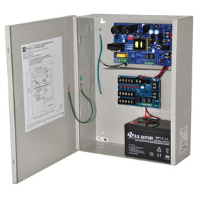Altronix AL1012ULM Power Supply/Access Power Controller, Input 115VAC 60Hz at 2.6A, 5 PTC Outputs, 12VDC at 10A, Grey Enclosure