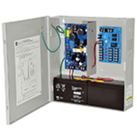 Altronix AL400ULM Power Supply With Fire Alarm Disconnect, Input 115VAC 60Hz at 3.5A, 5 PTC Outputs, 12VDC at 4A or 24VDC at 3AGrey Enclosure