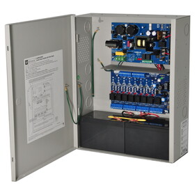 Altronix AL600ULACMCB Power Supply/Access Power Controller, Input 115VAC 60Hz at 3.5A, 8 PTC Outputs, 12/24VDC at 6A, Grey Enclosure