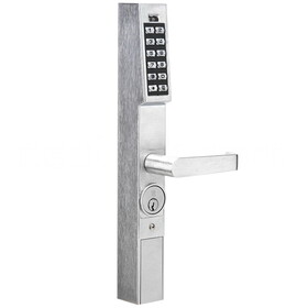 Alarm Lock DL1200/26D1 Pushbutton Aluminum Door Trim, 100 Users, Straight Lever, Satin Chrome