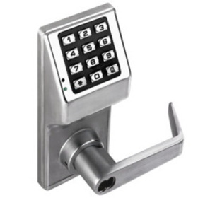 Alarm Lock DL2700IC-R US26D Grade 1 Pushbutton Cylindrical Lock, 100 Users, Straight Lever, Sargent LFIC Prep, Less Core, Satin Chrome Finish