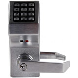 Alarm Lock DL3200 US26D Pushbutton Cylindrical Door Lock, 2000 Users, 40,000 Event Audit Trail, Weatherproof, Straight Lever, Satin Chrome