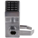 Alarm Lock DL5200IC US26D Pushbutton Cylindrical Door Lock, Double Sided, 100 Users, Weatherproof, Straight Lever, SFIC Prep, Less Core, Satin Chrome