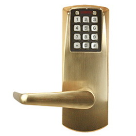 DormaKaba E2031LL-606-41 E-Plex 2000 Cylindrical Lock, 100 Access Codes, 1,000 Audit Events, 2-3/4" Backset, 1/2" Throw, No Key Override, Satin Brass