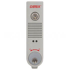 Detex EAX-500 GRAY W-CYL KA Exit Alarm, Surface Mount, Battery Powered, with Keyed Alike Cylinder, Gray Finish