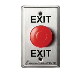 Alarm Controls EB-1 Egress Station,Single Gang,1-1/2" Red "EXIT" Button,(1) NO,1 (NC) Mom. Contacts,10 Amps,Satin Stainless Steel