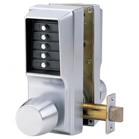 DormaKaba EE1011/EE1011-26D-41 Cylindrical Knob Lock, Combination Entry Only, Combination Exit Only, 2-3/4" Backset, 1/2" Throw Latch, Satin Chrome