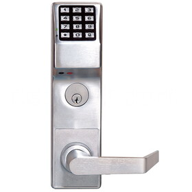 Alarm Lock ETDLS1G/26DNS8 Pushbutton Exit Trim, 2000 Users, 40,000 Event Audit Trail, Weatherproof, Straight Lever, for New Sargent 88, Satin Chrome