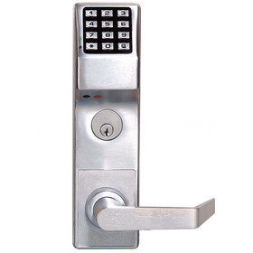 Alarm Lock ETDLS1G/26DY71 Pushbutton Exit Trim, 2000 Users, 40,000 Event Audit Trail, Weatherproof, Straight Lever, for Yale 7100, Satin Chrome