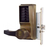 DormaKaba L8146B-05-41 Mortise Combination Lever Lock, Key Override, Passage, Lockout, 6/7-Pin SFIC Prep, Less Core, Antique Brass
