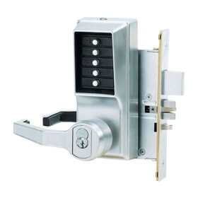 Kaba L8148M-26D-41 Mortise Combination Lever Lock,Key Override,Passage,Lockout,with DeadboltSatin Chrome