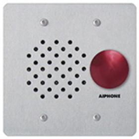 Aiphone LE-SSR Flush Mount 2-Gang Sub Station, SS W/ Red Mushroom Button