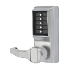 Kaba LL1015-26D-41 Pushbutton Cylindrical Lever Lock,2-3/4" Backset,3/4" Throw Latch,Satin Chrome Finish,Left Hand/Left Hand Reverse