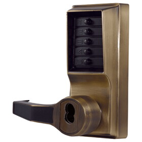 Kaba LL1021B-05-41 Pushbutton Cylindrical Lever LockAntique Brass Finish,Left Hand/Left Hand Reverse