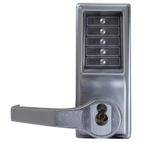 Kaba LL1025S-26D-41 Pushbutton Cylindrical Lever LockSatin Chrome Finish,Left Hand/Left Hand Reverse