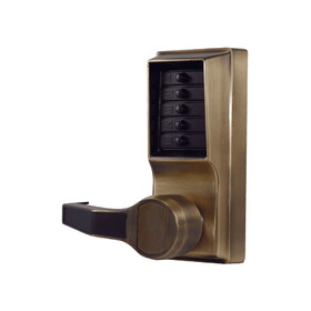 Kaba LL1031-05-41 Pushbutton Cylindrical Lever Lock,Combination Entry/Passage Functions,Antique Brass Finish,Left Hand/Left Hand Reverse