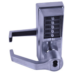 Kaba LL1076C-26D-41 Pushbutton Cylindrical Lever LockCorbin Russwin 6-Pin LFIC Prep,Satin Chrome Finish,Left Hand/Left Hand Reverse