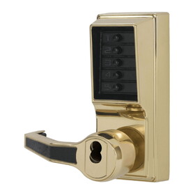 Kaba LL1076S-03-41 Pushbutton Cylindrical Lever LockBright Brass Finish,Left Hand/Left Hand Reverse