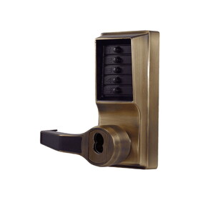 Kaba LLP1020S-05-41 Exit Trim Lever Lock,Combination and Key Override,Left Hand Reverse,Schlage FSIC Prep,Less Core,Antique Brass