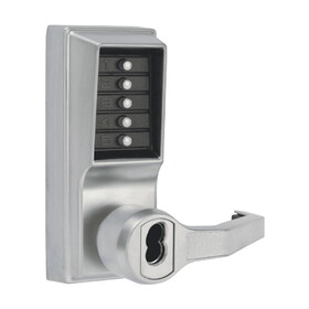 Kaba LR1076M-26D-41 Pushbutton Cylindrical Lever LockSatin Chrome Finish,Right Hand/Right Hand Reverse