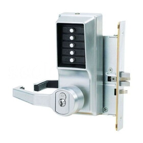 DormaKaba LR8148B-26D-41 Mortise Combination Lever Lock, Key Override, Passage, Lockout, with Deadbolt, 6/7-Pin SFIC Prep, Less Core, Satin Chrome
