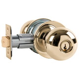 Arrow MK11-BD-03 Grade 2 Turn-Pushbutton Entrance Cylindrical Lock, Ball Knob, Conventional Cylinder, Bright Brass Finish, Non-handed