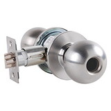 Arrow MK11-BD-26D-LC Grade 2 Turn-Pushbutton Entrance Cylindrical Lock, Ball Knob, Conventional Less Cylinder, Satin Chrome Finish, Non-handed