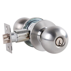 Arrow MK11-BD-26D Grade 2 Turn-Pushbutton Entrance Cylindrical Lock, Ball Knob, Conventional Cylinder, Satin Chrome Finish, Non-handed