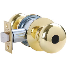 Arrow MK11-TA-03-LC Grade 2 Turn-Pushbutton Entrance Cylindrical Lock, Tudor Knob, Conventional Less Cylinder, Bright Brass Finish, Non-handed