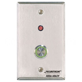 Securitron PB4LA-2 1" Stainless Steel Pushbutton with LED, Double Pole Double Throw, Maintained Contact, Single Gang