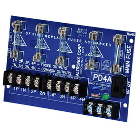 Altronix PD4 Power Distribution Module, 12/24VDC Up to 10A Input, 4 Fused Outputs Up to 28VAC/DC
